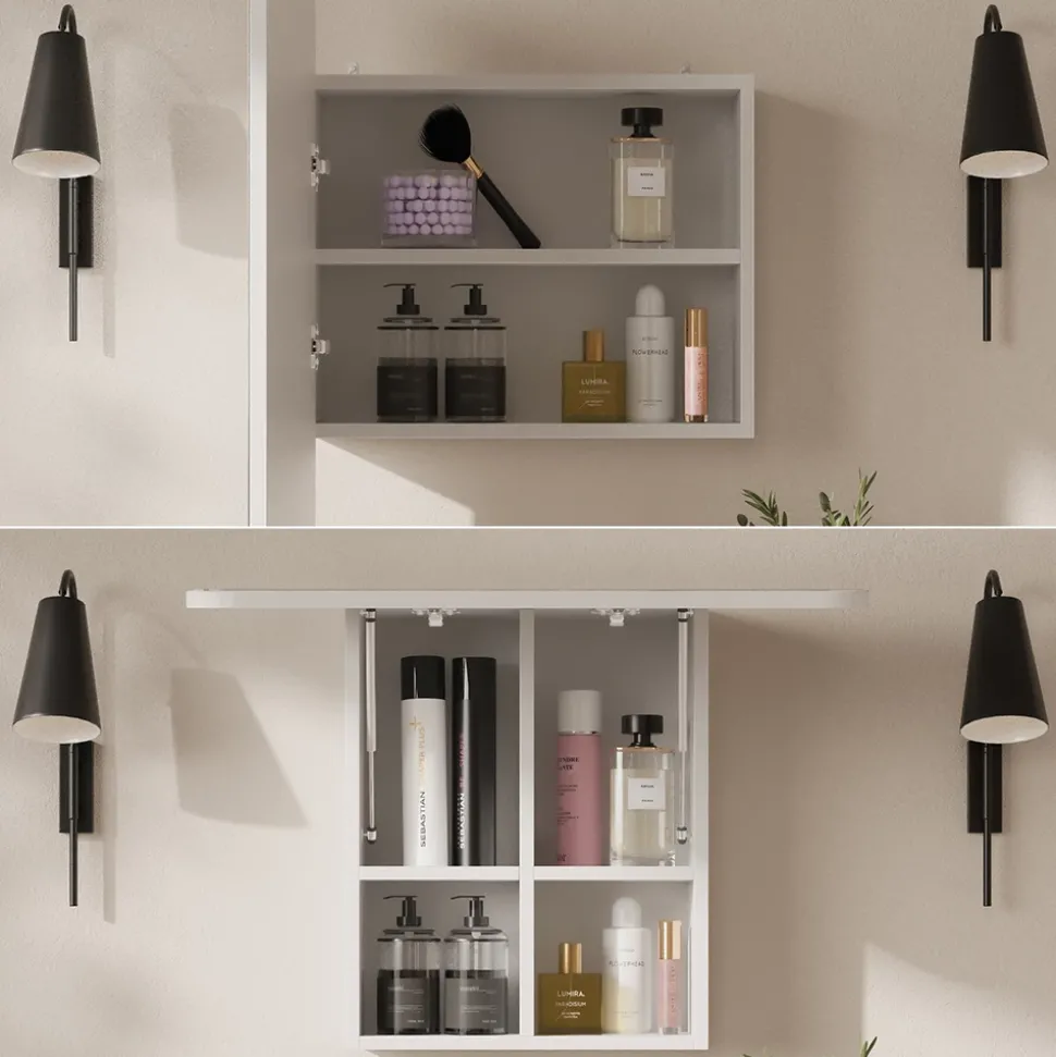 Badspiegelschrank Zino Weiß 65 x 50 cm mit Regalen Vicco