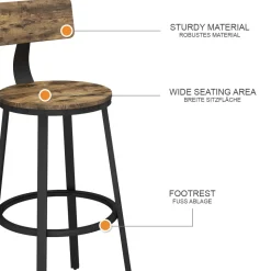 Barhocker Caracas Eiche rustikal 34 x 102 cm 2er Set Vicco