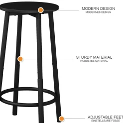 Barhocker Edmonton Schwarz 31.5 x 64 cm 2 Teile Vicco