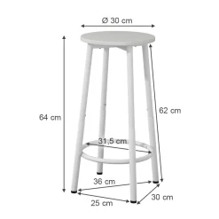 Barhocker Edmonton Weiß 31.5 x 64 cm 2 Teile Vicco
