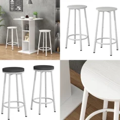 Barhocker Edmonton Weiß 31.5 x 64 cm 2 Teile Vicco