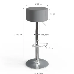 Barhocker 2er Set Grau 33 x 92 cm 2 Teilig Vicco