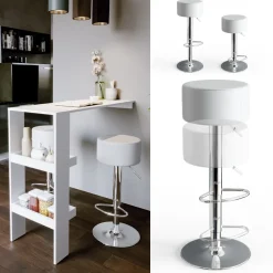Barhocker 2er Set Weiß 33 x 92 cm 2 Teilig Vicco