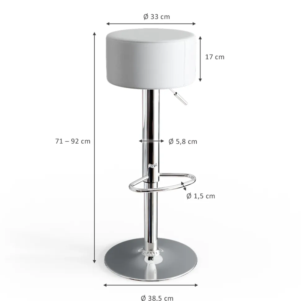 Barhocker 2er Set Weiß 33 x 92 cm 2 Teilig Vicco