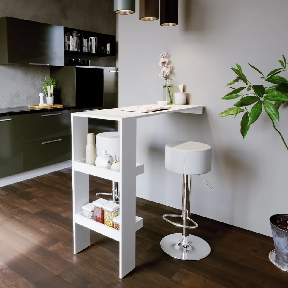 Barhocker 2er Set Weiß 33 x 92 cm 2 Teilig Vicco