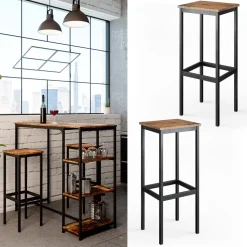 Barhocker 2er Set Fyrk Eiche rustikal 32 x 78 cm 2 Teile Vicco