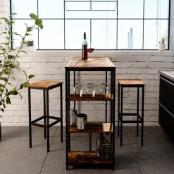 Barhocker 2er Set Fyrk Eiche rustikal 32 x 78 cm 2 Teile Vicco