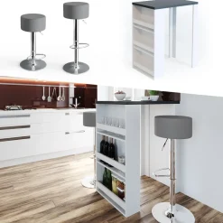 Bartisch Anthrazit/Weiß 57 x 80 cm Vicco