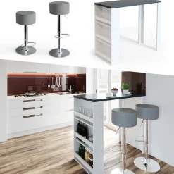 Bartisch Weiß/Anthrazit 57 x 117 cm mit 3 Fächern Vicco