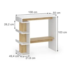 Bartisch Dana Weiß/Goldkraft Eiche 108 x 50 cm Vicco