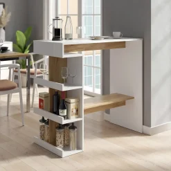 Bartisch Dana Weiß/Goldkraft Eiche 108 x 50 cm Vicco