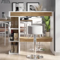 Bartisch Dana Weiß/Goldkraft Eiche 108 x 50 cm Vicco