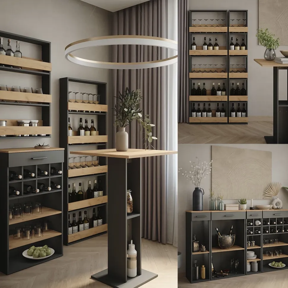 Bartisch Repose Goldkraft Eiche/Anthrazit 57 x 117 cm Vicco