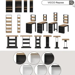 Bartisch Repose Goldkraft Eiche/Anthrazit 57 x 117 cm Vicco