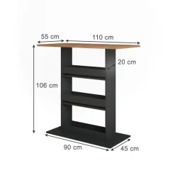 Bartisch Repose Goldkraft Eiche/Anthrazit 110 x 55 cm Vicco