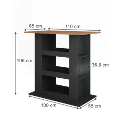 Bartisch Repose Goldkraft Eiche/Anthrazit 110 x 65 cm Vicco