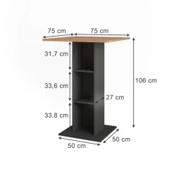 Bartisch Repose Goldkraft Eiche/Anthrazit 75 x 75 cm Vicco