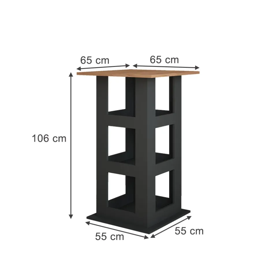 Bartisch Repose Goldkraft Eiche/Anthrazit 65 x 65 cm Vicco