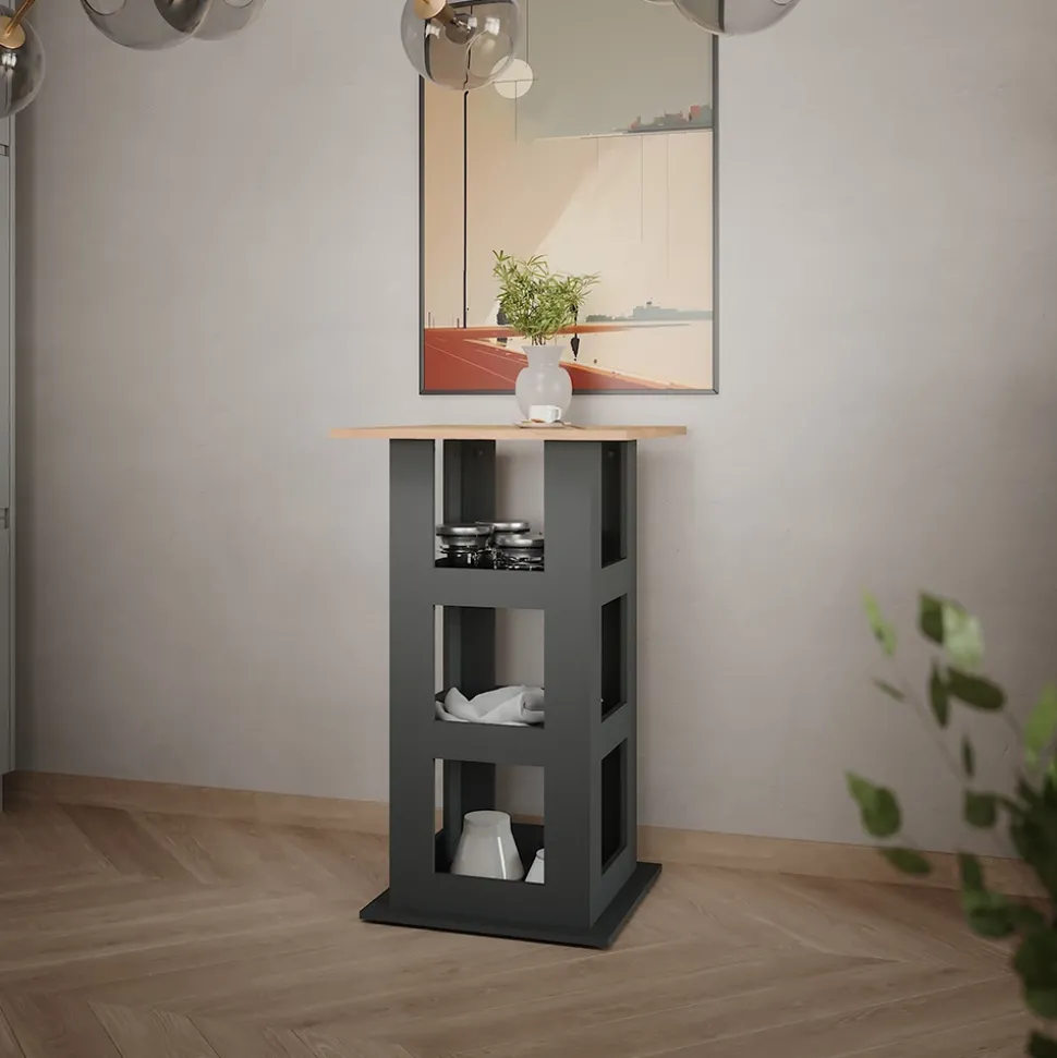 Bartisch Repose Goldkraft Eiche/Anthrazit 65 x 65 cm Vicco