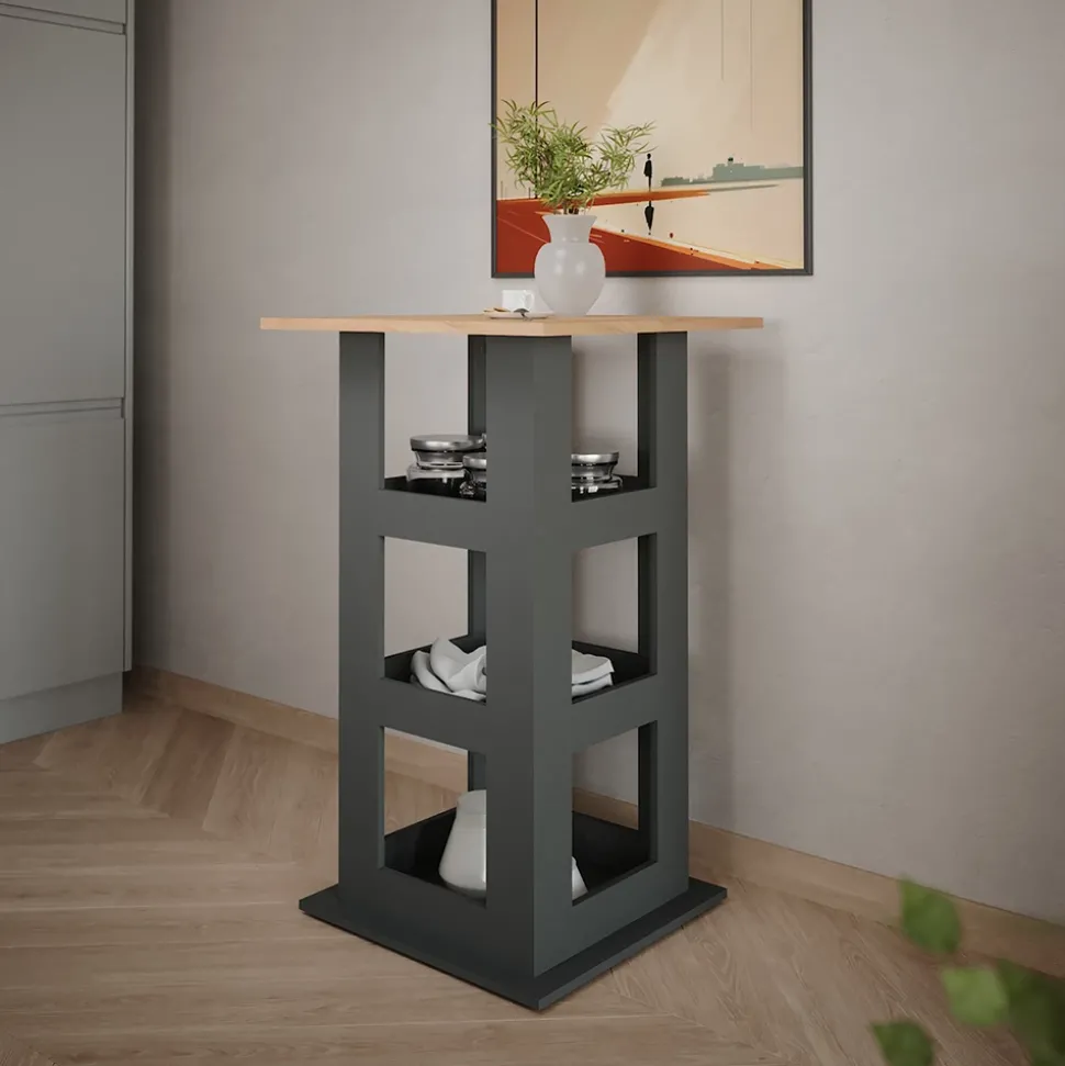 Bartisch Repose Goldkraft Eiche/Anthrazit 65 x 65 cm Vicco