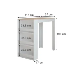 Bartisch Repose Weiß/Sonoma 57 x 117 cm Vicco
