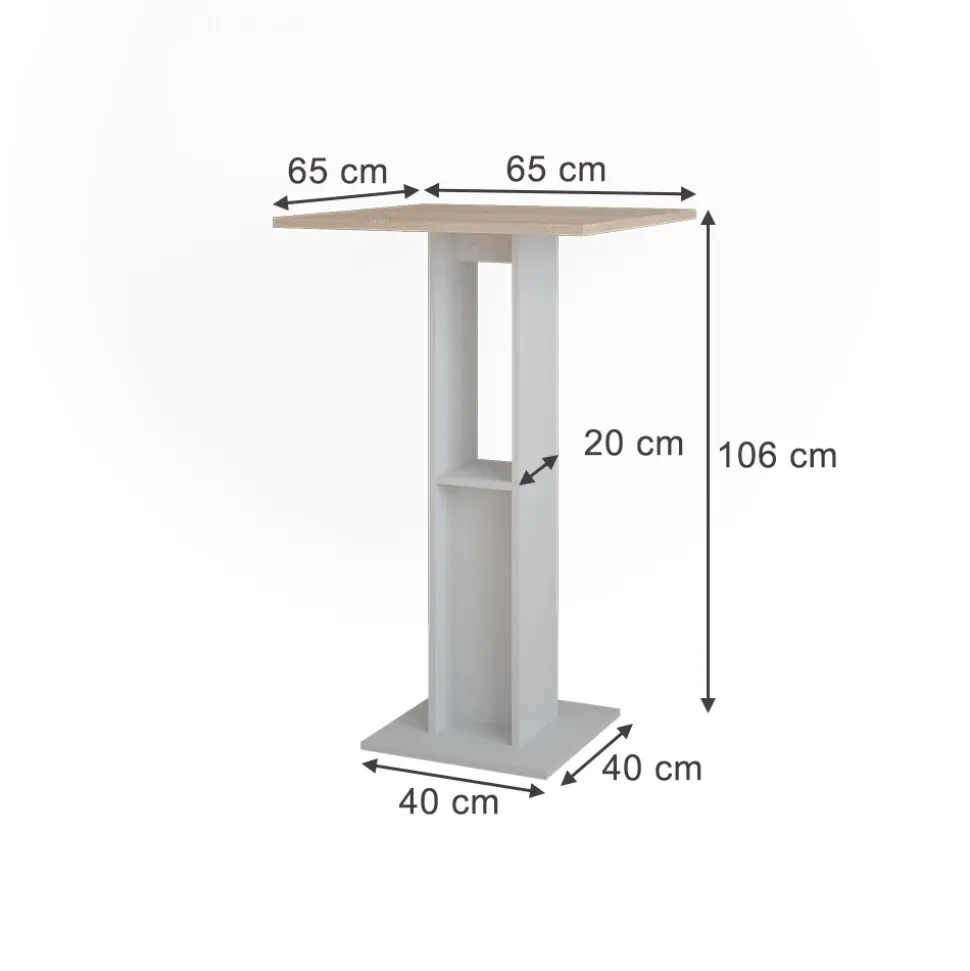 Bartisch Repose Weiß/Sonoma 65 x 65 cm Vicco