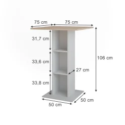 Bartisch Repose Weiß/Sonoma 75 x 75 cm Vicco