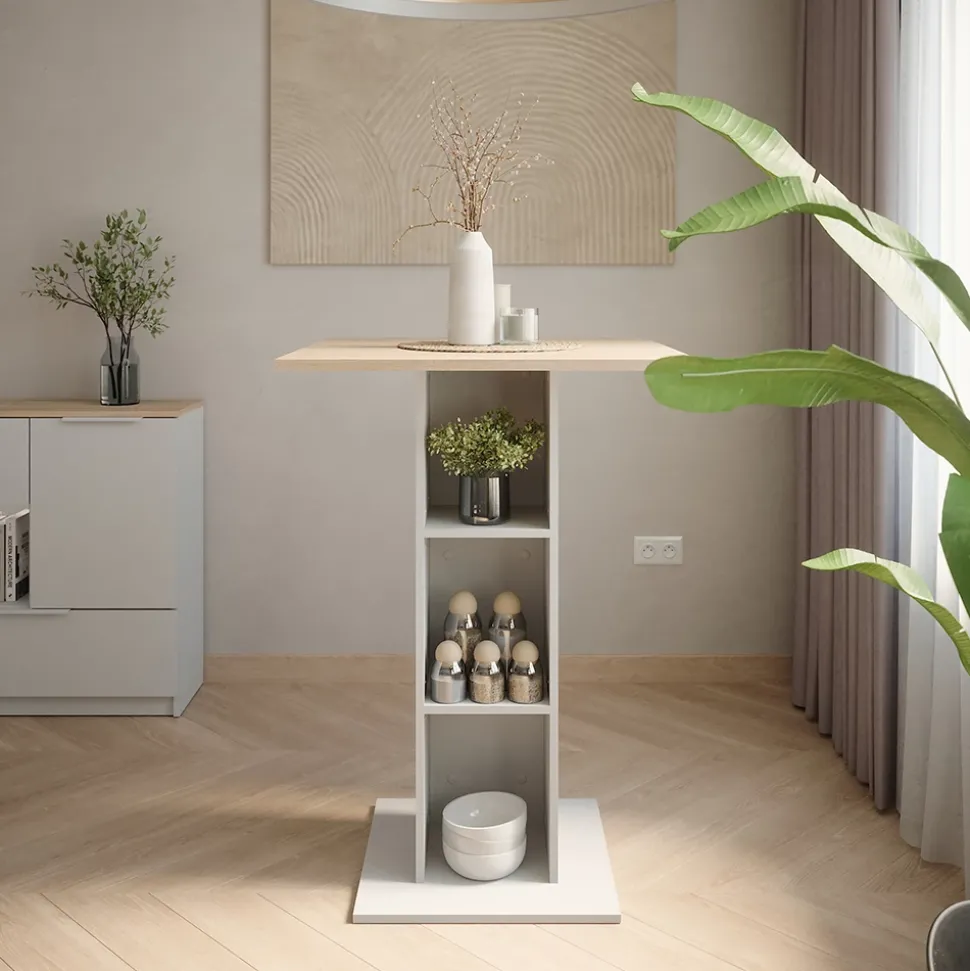 Bartisch Repose Weiß/Sonoma 75 x 75 cm Vicco