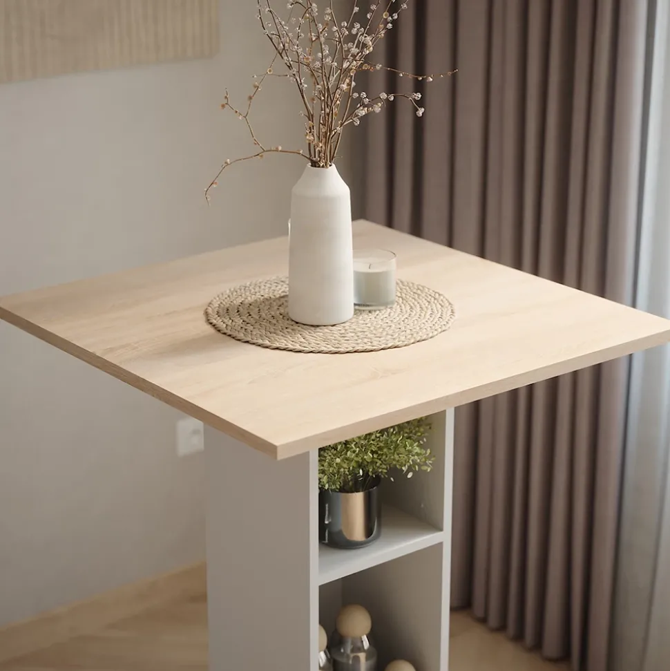 Bartisch Repose Weiß/Sonoma 75 x 75 cm Vicco