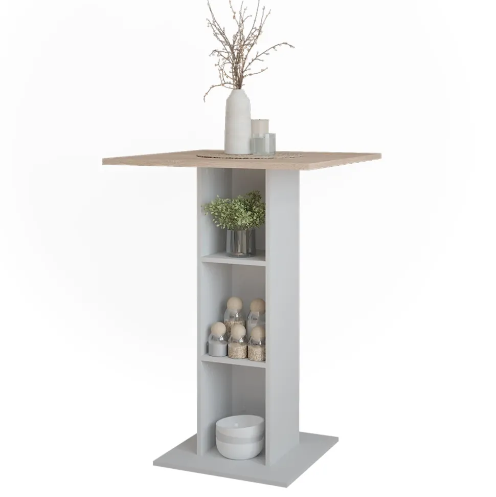 Bartisch Repose Weiß/Sonoma 75 x 75 cm Vicco