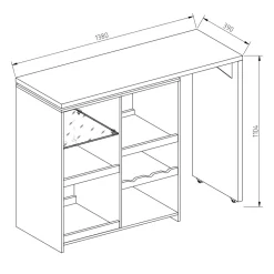Bartisch Vega Weiß 138 x 39 cm Vicco
