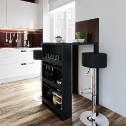 Bartisch-Set Anthrazit 57 x 80 cm mit 2 Barhockern Vicco