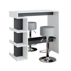 Bartisch-Set Dana Weiß 108 x 50 cm mit 2 Barhockern Vicco