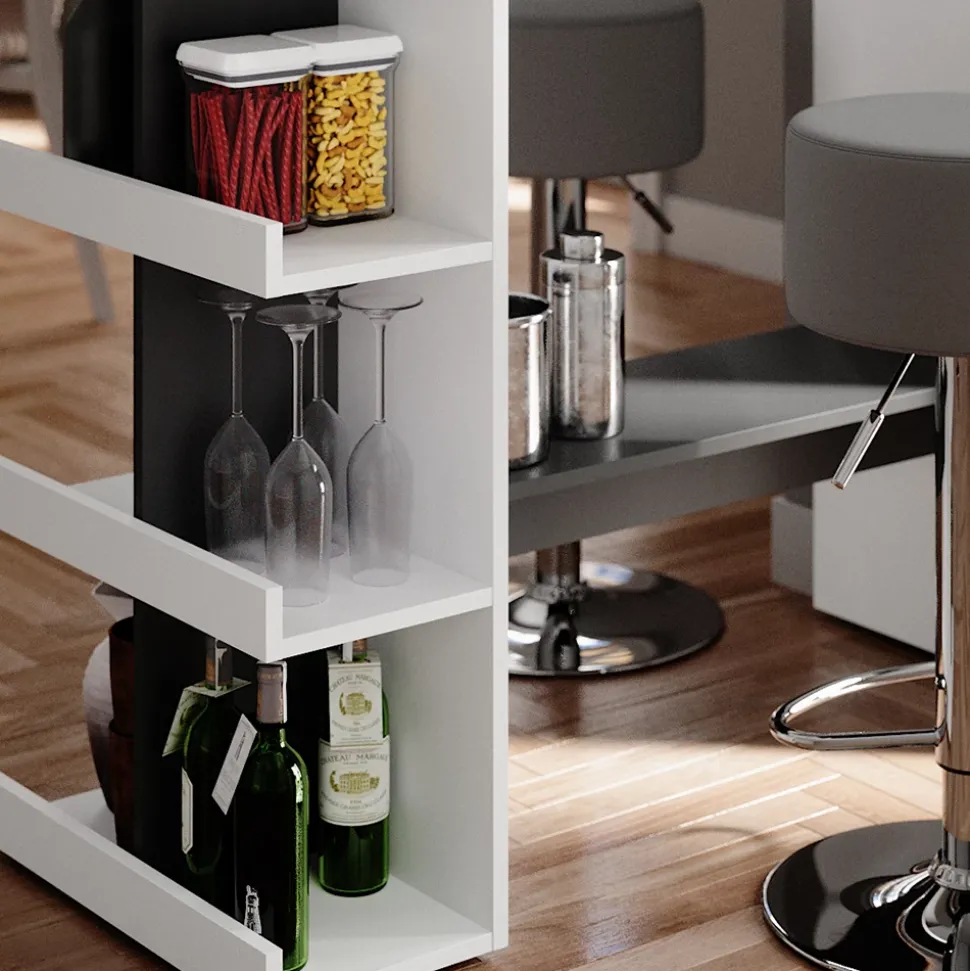 Bartisch-Set Dana Weiß 108 x 50 cm mit 2 Barhockern Vicco