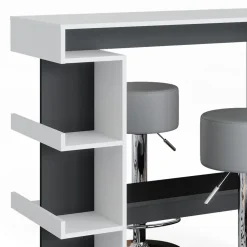 Bartisch-Set Dana Weiß 108 x 50 cm mit 2 Barhockern Vicco