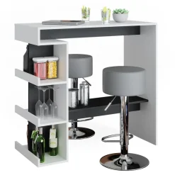 Bartisch-Set Dana Weiß 108 x 50 cm mit 2 Barhockern Vicco