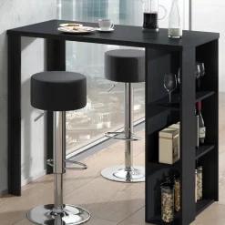 Bartisch-Set Noel Schwarz 120 x 60 cm mit 2 Barhockern Vicco