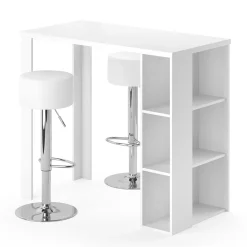 Bartisch-Set Noel Weiß 120 x 60 cm mit 2 Barhockern Vicco