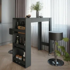 Bartisch-Set Repose Anthrazit 45 x 110 cm mit 2 Barhockern Vicco