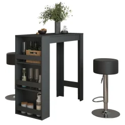 Bartisch-Set Repose Anthrazit 45 x 110 cm mit 2 Barhockern Vicco