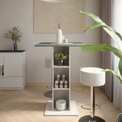 Bartisch-Set Repose Beton/Weiß 75 x 75 cm mit 2 Barhockern Vicco