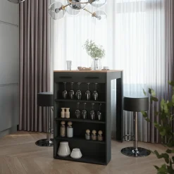 Bartisch-Set Repose Goldkraft Eiche/Anthrazit 67 x 100 cm mit 2 Barhockern Vicco