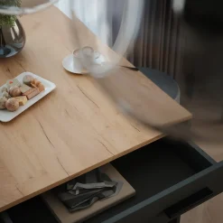 Bartisch-Set Repose Goldkraft Eiche/Anthrazit 67 x 100 cm mit 2 Barhockern Vicco