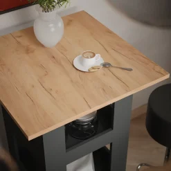 Bartisch-Set Repose Goldkraft Eiche/Anthrazit 65 x 65 cm mit 2 Barhockern Vicco