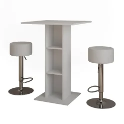 Bartisch-Set Repose Weiß 75 x 75 cm mit 2 Barhockern Vicco