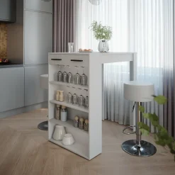 Bartisch-Set Repose Weiß 67 x 100 cm mit 2 Barhockern Vicco