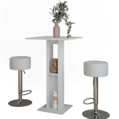 Bartisch-Set Repose Weiß 65 x 65 cm mit 2 Barhockern Vicco