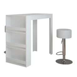 Bartisch-Set Repose Weiß 57 x 117 cm mit 2 Barhockern Vicco