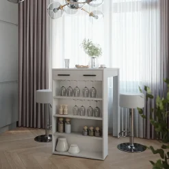 Bartisch-Set Repose Weiß/Anthrazit 67 x 100 cm mit 2 Barhockern Vicco