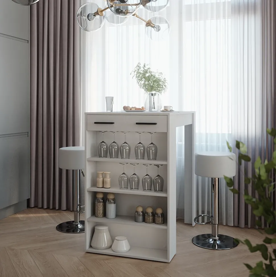 Bartisch-Set Repose Weiß/Anthrazit 67 x 100 cm mit 2 Barhockern Vicco